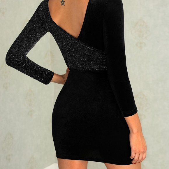 Women's Glittering Wrap Bodycon Mini Dress - Picture 3 of 5